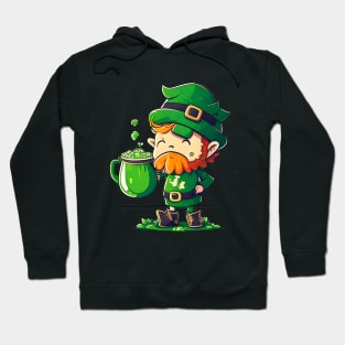 Funny St Patricks Day Shamrock and Leprechaun Drinking T-Shirt Hoodie